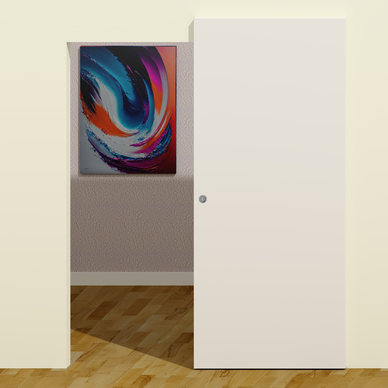 Ușă glisantă  din lemn, vopsită, 80x210 cm, sistem ascuns